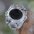 Onyx flower ring, 'Nest of Lilies' - Women's Floral Sterling Silver and Onyx Cocktail Ring (image 2) thumbail