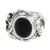 Onyx flower ring, 'Nest of Lilies' - Women's Floral Sterling Silver and Onyx Cocktail Ring thumbail