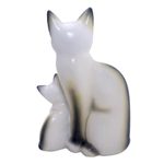 Wood sculpture, 'Mom Cat' - Wood sculpture