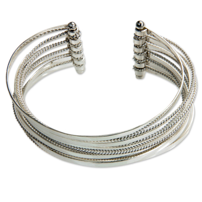 Sterling silver cuff bracelet, 'Concentric' - Sterling Silver Cuff Bracelet
