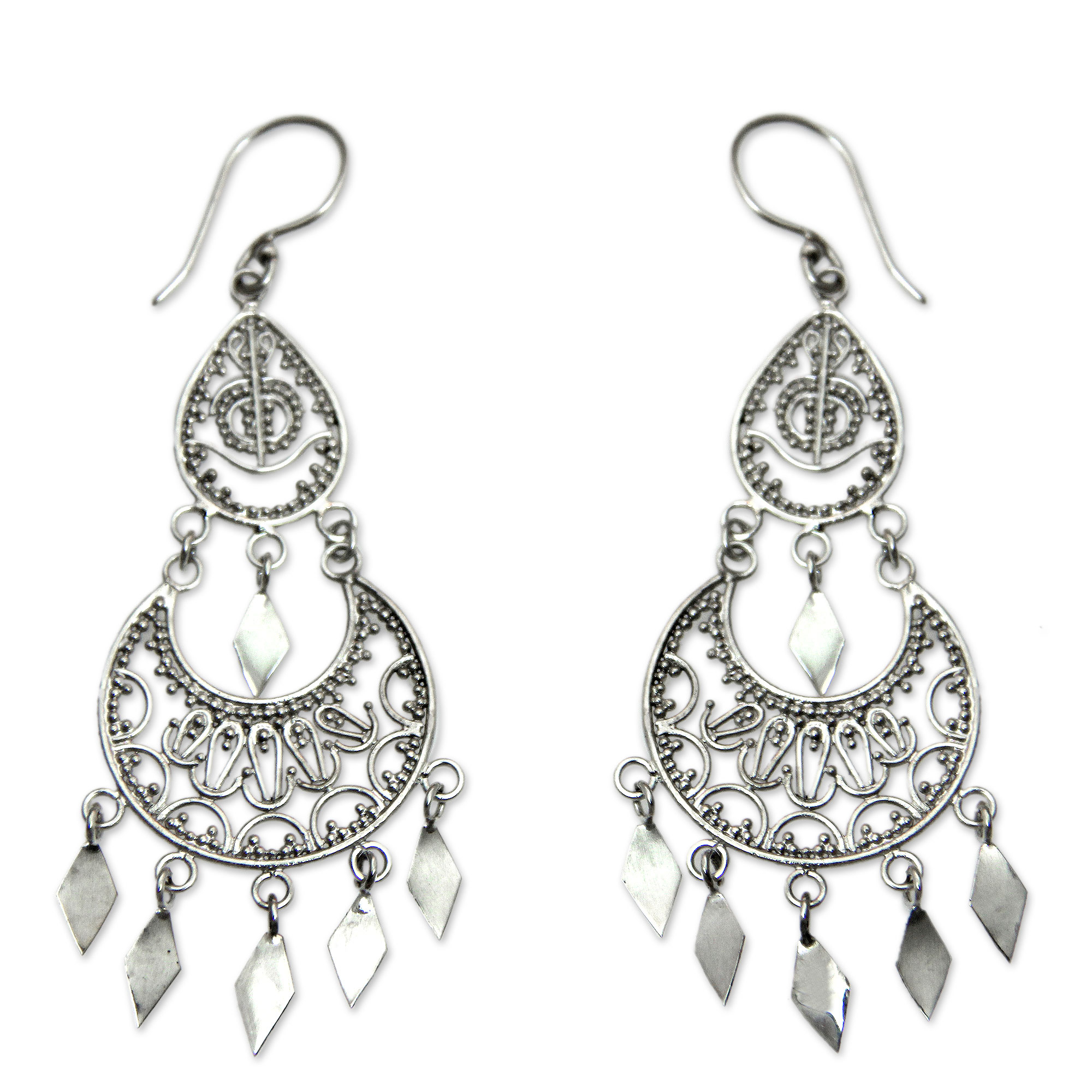 Sterling Silver Chandelier Earrings from Indonesia - Illusion | NOVICA