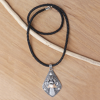 Silver pendant necklace, 'Bhoma Deity'