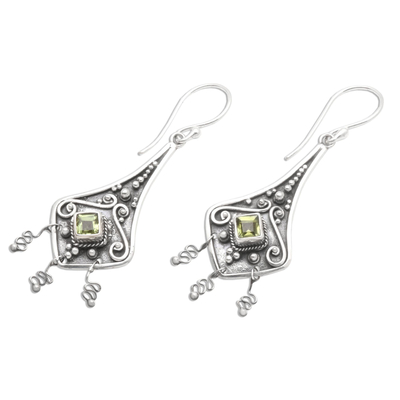 Peridot dangle earrings, 'Lantern' - Peridot dangle earrings