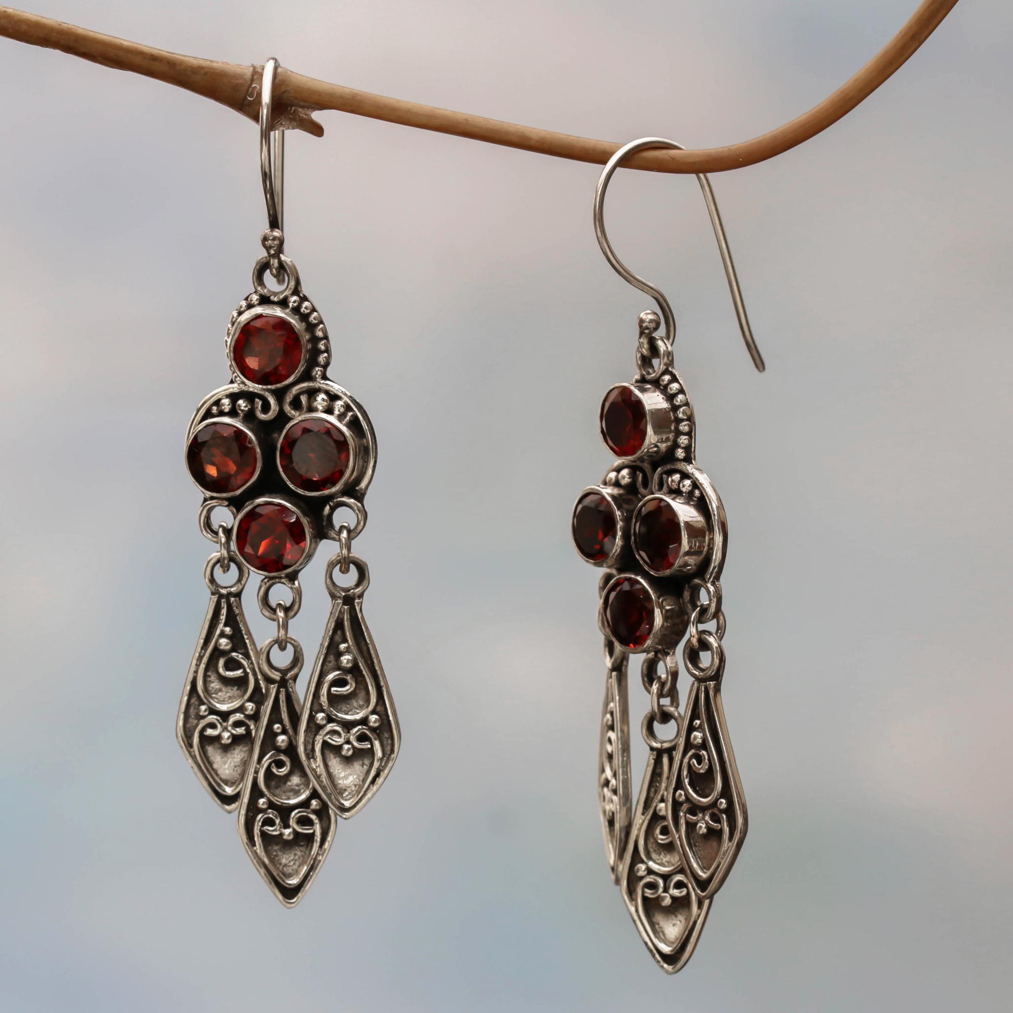Sterling Silver Chandelier Earrings Forest Princess NOVICA