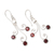 Garnet dangle earrings, 'Pomegranate Trio' - Sterling Silver Garnet Dangle Earrings