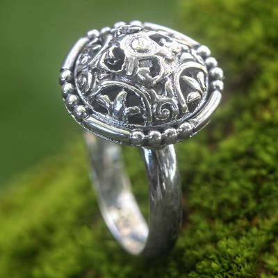 Sterling silver cocktail ring, 'Talisman Shield' - Sterling silver cocktail ring
