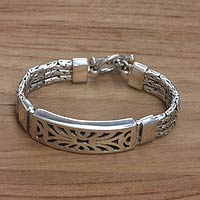 Sterling silver wristband bracelet, 'Spectacular'