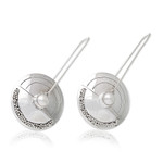 Pearl drop earrings, 'Moonlight Sand' - Modern Pearl Sterling Silver Drop Earrings