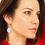 Pearl drop earrings, 'Moonlight Sand' - Modern Pearl Sterling Silver Drop Earrings