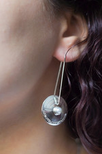 Pearl drop earrings, 'Moonlight Sand' - Modern Pearl Sterling Silver Drop Earrings