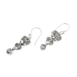 Rainbow moonstone dangle earrings, 'Sweethearts' - Heart Shaped Rainbow Moonstone Sterling Silver Earrings