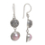 Pearl dangle earrings, 'Rose Glow' - Pearl Sterling Silver Dangle Earrings (image 2b) thumbail