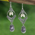 Amethyst and pearl flower earrings, 'Empress' - Amethyst and pearl flower earrings (image 2) thumbail