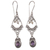 Amethyst and pearl flower earrings, 'Empress' - Amethyst and pearl flower earrings thumbail