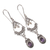 Amethyst and pearl flower earrings, 'Empress' - Amethyst and pearl flower earrings (image 2b) thumbail