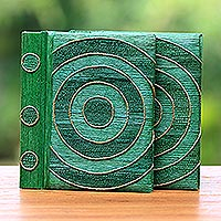 Natural fiber notebooks, Hypnotic Turquoise (pair)