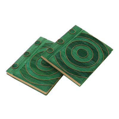 Cuadernos de fibras naturales, (par) - Cuadernos de papel de arroz (par)