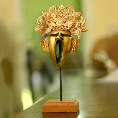 Máscara de madera y cobre - Máscara Cultural de Cobre y Madera de Indonesia