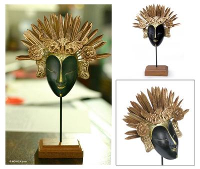 Wood and copper mask, 'Royal Dancer' - Wood and Copper Mask