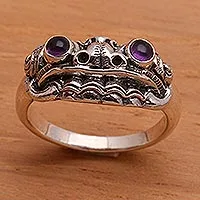 Anillo de amatista para hombre. - Anillo de plata de ley y amatista elaborado artesanalmente para hombre