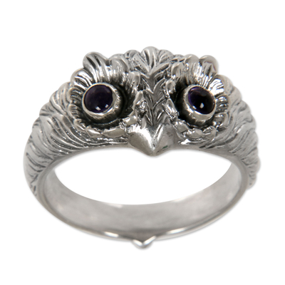 Amethyst and Silver Bird Ring