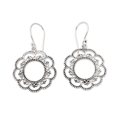 Sterling silver dangle earrings, 'Lacy Sunflower' - Floral Sterling Silver Dangle Earrings