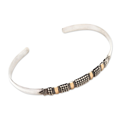 Gold plated cuff bracelet, 'Amaranth' - Women's Sterling Silver Cuff Bracelet