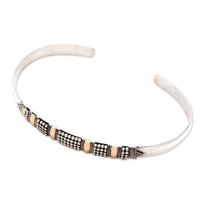 Gold plated cuff bracelet, 'Amaranth' - Women's Sterling Silver Cuff Bracelet