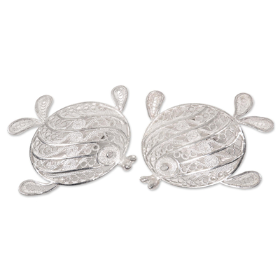 Sterling silver clip-on earrings, 'Tropical Fish' - Sterling silver clip-on earrings