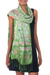 Silk batik shawl, 'Jade Mums' - Batik Silk Patterned Shawl thumbail