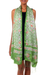 Silk batik shawl, 'Jade Mums' - Batik Silk Patterned Shawl (image 2b) thumbail