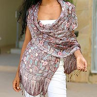 Silk batik shawl, 'Euphoria'