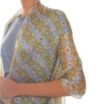 Silk batik shawl, 'Floral Stars' - Handcrafted Batik Silk Patterned Shawl