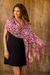 Silk batik shawl, 'Wine Garden' - Artisan Crafted Batik Silk Shawl Wrap (image 2c) thumbail