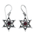 Garnet flower earrings, 'Poinsettias' - Floral Garnet Sterling Silver Dangle Earrings thumbail