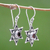 Garnet flower earrings, 'Poinsettias' - Floral Garnet Sterling Silver Dangle Earrings (image 2b) thumbail