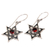 Garnet flower earrings, 'Poinsettias' - Floral Garnet Sterling Silver Dangle Earrings (image 2d) thumbail