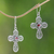 Garnet dangle earrings, 'Indonesian Cross' - Sterling Silver Garnet Cross Earrings thumbail