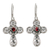 Garnet dangle earrings, 'Indonesian Cross' - Sterling Silver Garnet Cross Earrings (image 2b) thumbail