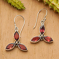 Garnet earrings, 'Helix'