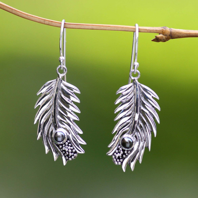 Pearl dangle earrings, 'Dewdrops' - Pearl Sterling Silver Dangle Earrings