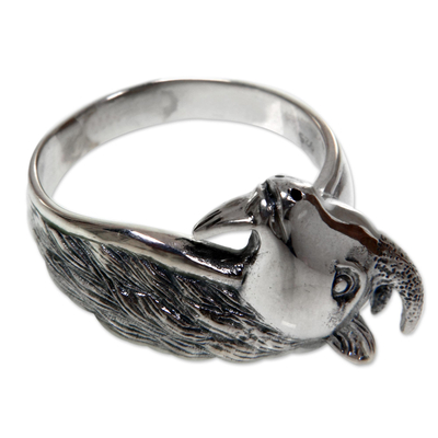 Men's sterling silver ring, 'Capricorn' - Men's Unique Sterling Silver Ring