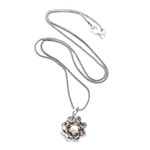 Pearl pendant necklace, 'Sacred White Lotus' - Sterling Silver and Pearl Pendant Necklace