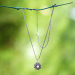 Pearl pendant necklace, 'Sacred White Lotus' - Sterling Silver and Pearl Pendant Necklace