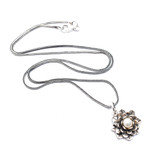 Pearl pendant necklace, 'Sacred White Lotus' - Sterling Silver and Pearl Pendant Necklace