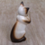 Wood sculpture, 'See No Evil Siamese Cat' - Handcrafted Albesia Wood Sculpture (image 2c) thumbail