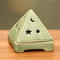 Ceramic tealight candleholder, 'Pyramid of Light'
