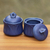 Gewürzdosen aus Keramik, (Paar) - Balinesische Gewürzdosen aus Keramik mit blauem Blumenmuster (2er-Set)