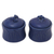 Tarros de condimentos de cerámica, (par) - Tarros de condimentos balineses de cerámica floral azul (juego de 2)