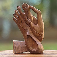 Wood statuette, 'Take Action' - Artisan Crafted Wood Sculpture